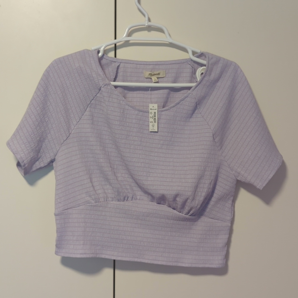 Madewell Shirred Crewneck Cropped Shirt